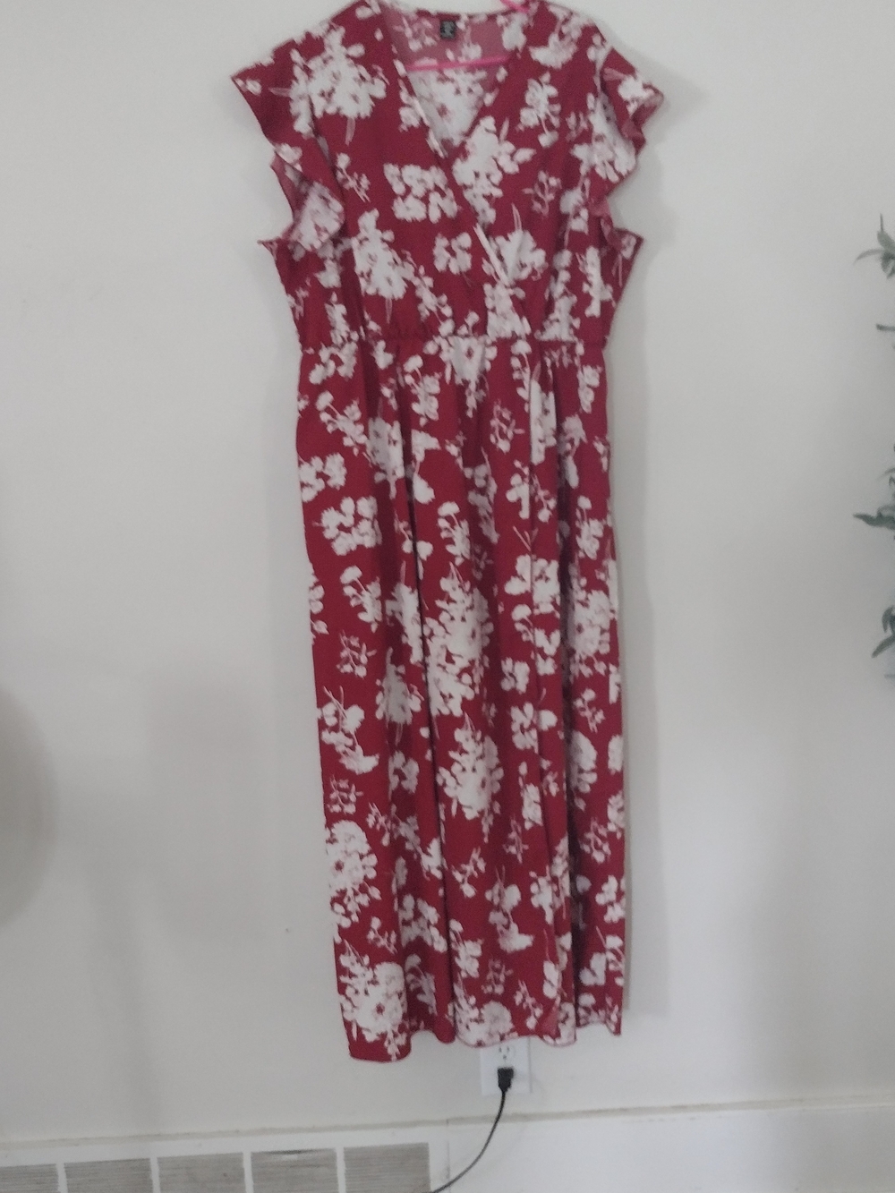 Shein Curvy Red Floral Maxi Dress Sz 3x